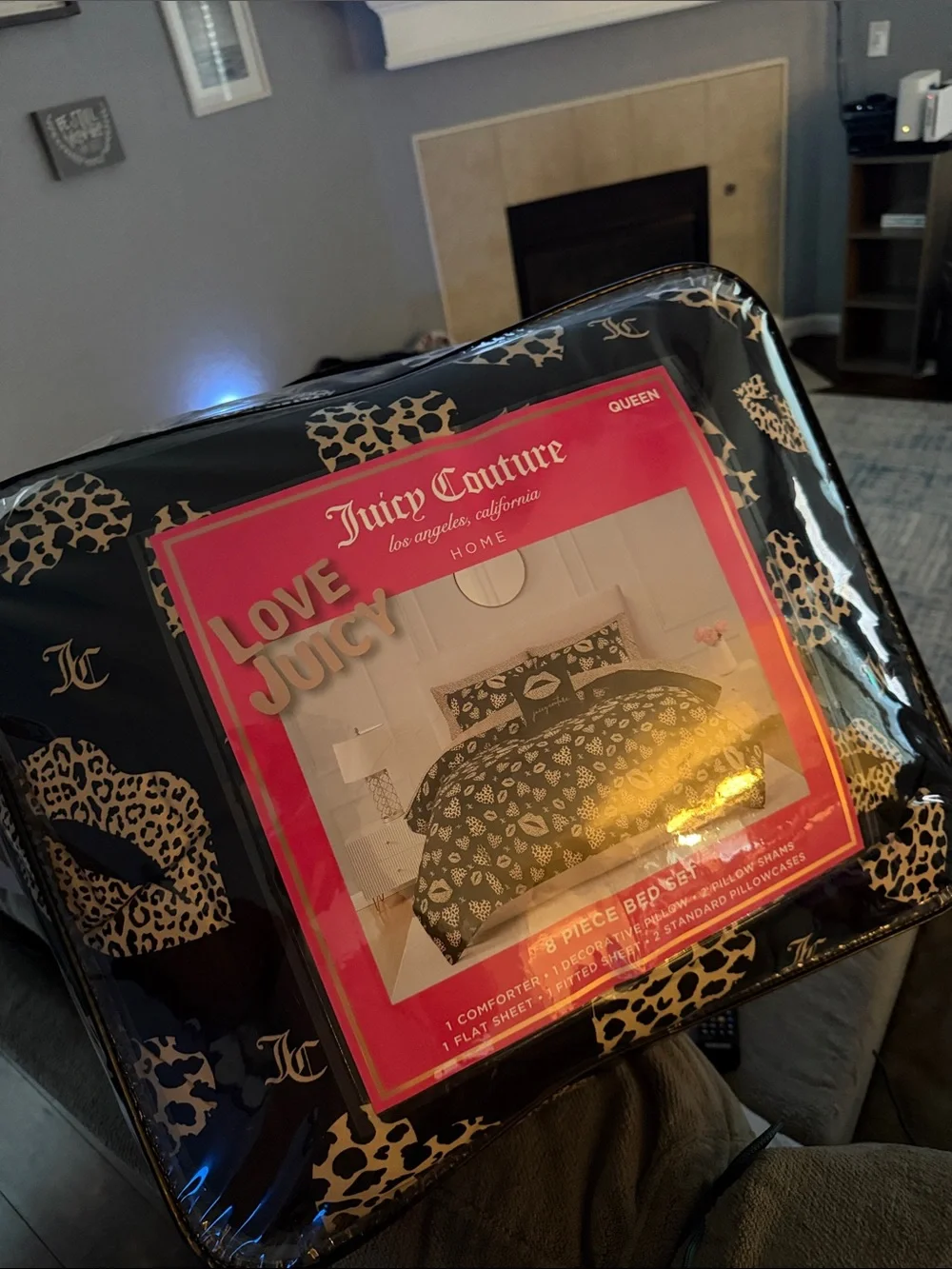 Juicy Couture Black and Leopard Print Comforter Set